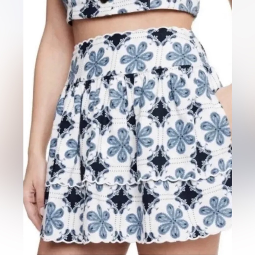 Agua Bendita Blue and White Mini Skirt